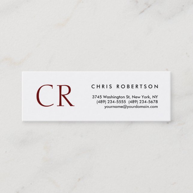 Einzigartiges Monogramm Beruflich Minimalistisch Mini Visitenkarte (Vorderseite)