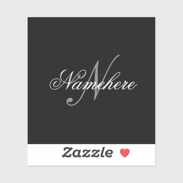 Einzigartiges Monogramm für Personalisierte Schwar Aufkleber (Blatt)