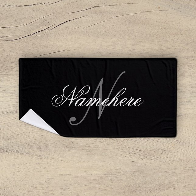 Einzigartiges Monogramm für Personalisierte Schwar Badehandtuch (Von Creator hochgeladen)