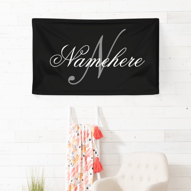 Einzigartiges Monogramm für Personalisierte Schwar Banner (Insitu)