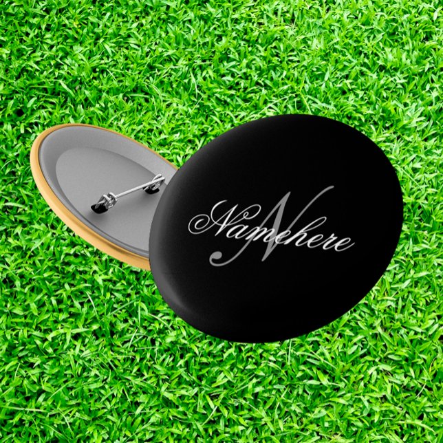 Einzigartiges Monogramm für Personalisierte Schwar Button (Von Creator hochgeladen)