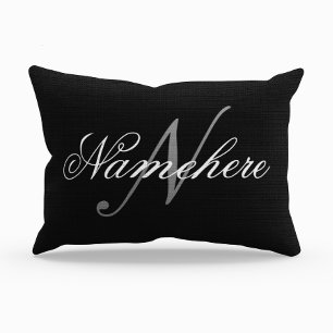 Einzigartiges Monogramm für Personalisierte Schwar Dekokissen