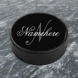 Einzigartiges Monogramm für Personalisierte Schwar Eishockey Puck