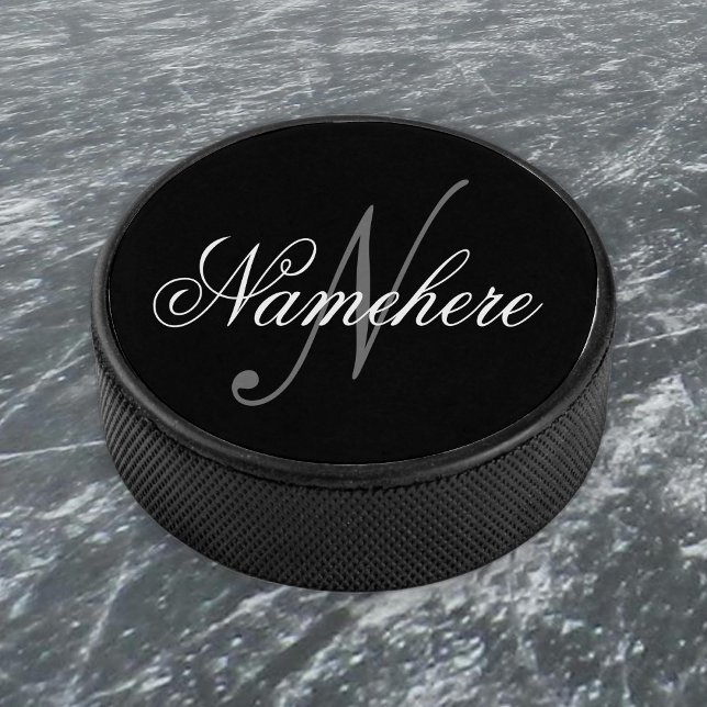 Einzigartiges Monogramm für Personalisierte Schwar Eishockey Puck (Von Creator hochgeladen)