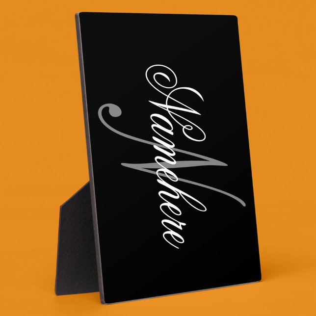 Einzigartiges Monogramm für Personalisierte Schwar Fotoplatte (Von Creator hochgeladen)