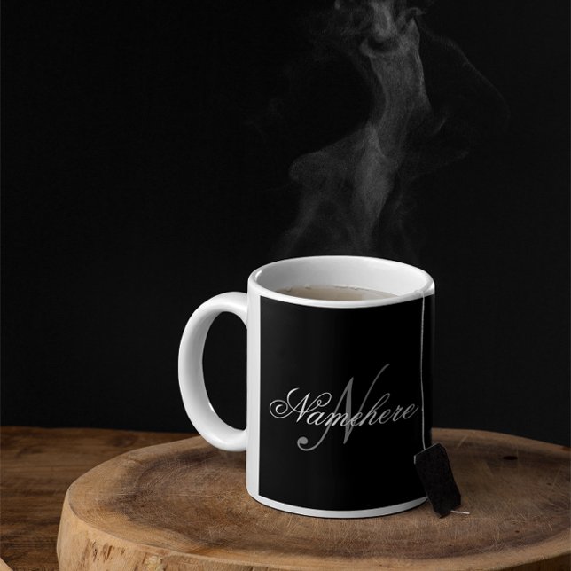 Einzigartiges Monogramm für Personalisierte Schwar Kaffeetasse (Von Creator hochgeladen)