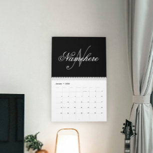 Einzigartiges Monogramm für Personalisierte Schwar Kalender