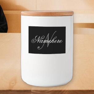 Einzigartiges Monogramm für Personalisierte Schwar Lebensmitteletikett