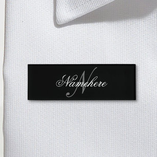 Einzigartiges Monogramm für Personalisierte Schwar Namensschild
