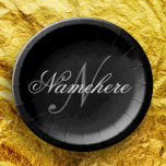 Einzigartiges Monogramm für Personalisierte Schwar Pappteller<br><div class="desc">Personalisiertes Einzigartiges Monogramm-Design für jeden.</div>