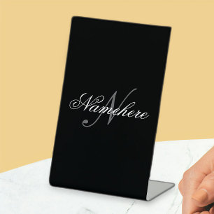 Einzigartiges Monogramm für Personalisierte Schwar Sockelschild