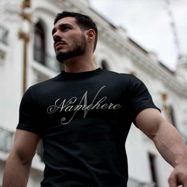 Einzigartiges Monogramm für Personalisierte Schwar T-Shirt (Von Creator hochgeladen)