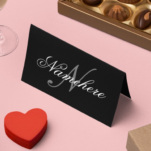 Einzigartiges Monogramm für Personalisierte Schwar Terminkarte (Von Creator hochgeladen)