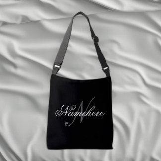 Einzigartiges Monogramm für Personalisierte Schwar Tragetaschen Mit Langen Trägern