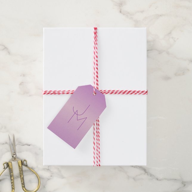 Einzigartiges Monogramm | Soft Lavendel Pink Geschenkanhänger (Mit Garn)