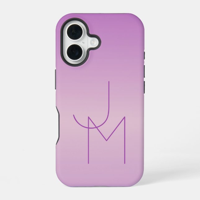 Einzigartiges Monogramm | Soft Lavendel Pink iPhone 16 Hülle (Rückseite)