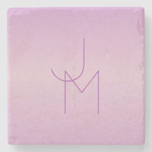 Einzigartiges Monogramm Soft Lavendel Pink Steinuntersetzer