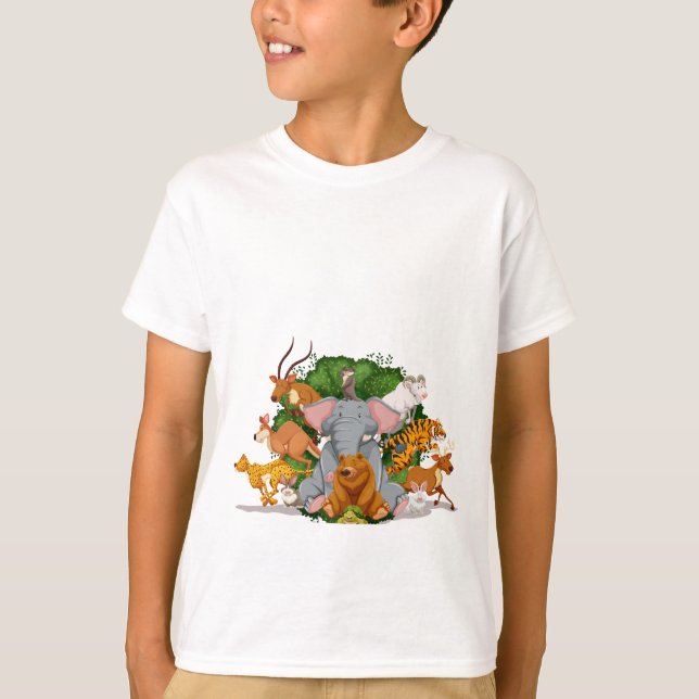 Einzigartiges Muster für farbenfrohe Tiere T-Shirt (Vorderseite)