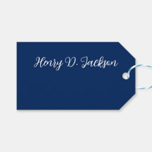 Einzigartiges Navy Blau Klassisches Handschriftlic Geschenkanhänger