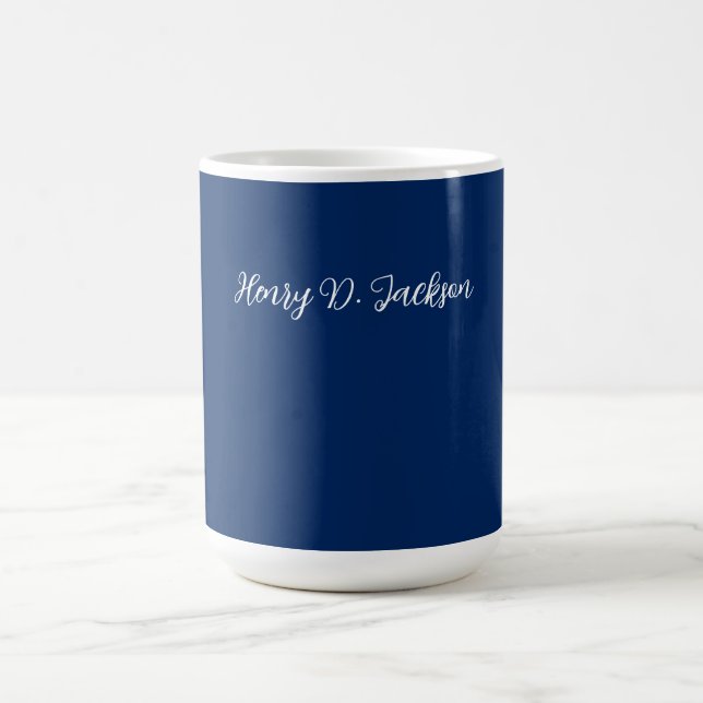 Einzigartiges Navy Blau Klassisches Handschriftlic Kaffeetasse (Mittel)
