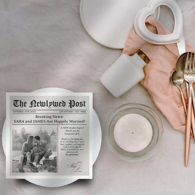 Einzigartiges Newspaper Fun Facts Foto Wedding Nap Serviette (Von Creator hochgeladen)