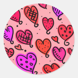 Einzigartiges Niedliches Herzmuster Runder Aufkleber