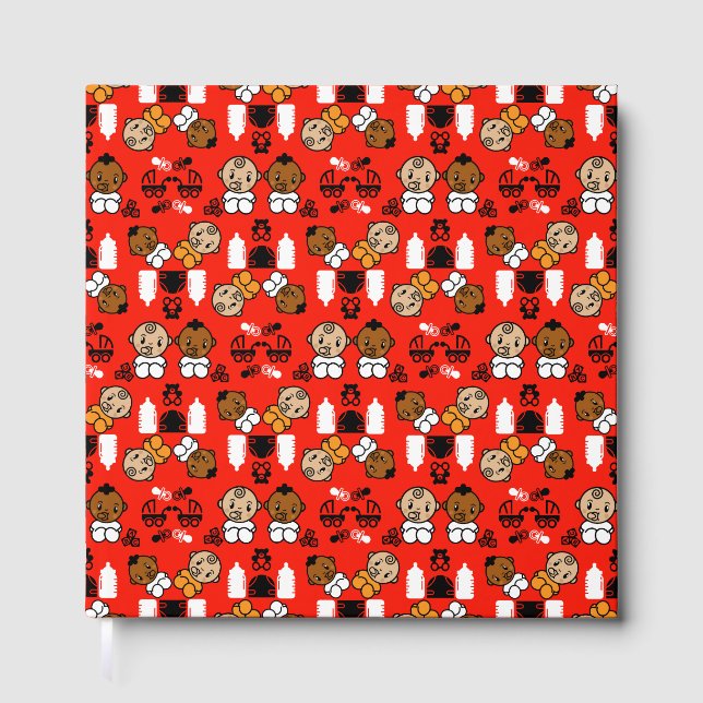 Einzigartiges Orange New Baby Geschenk Gästebuch (Vorderseite)