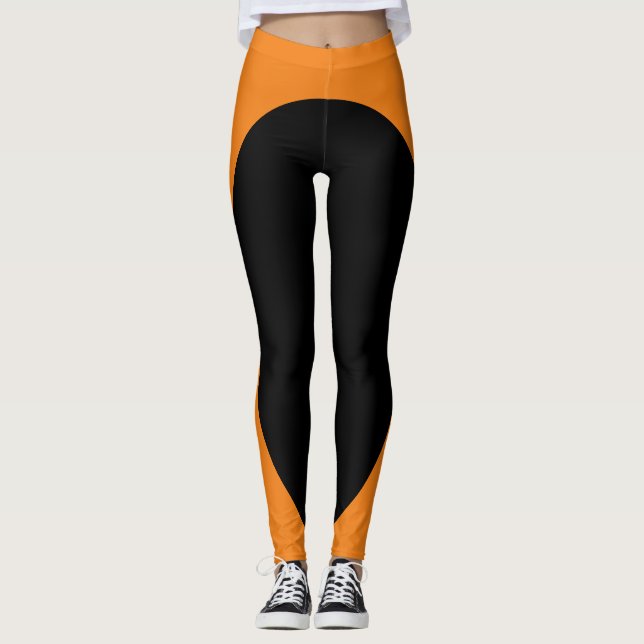 Einzigartiges Orange und Schwarz Leggings (Vorderseite)