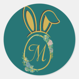 Einzigartiges Ostersonnenmonogramm Runder Aufkleber