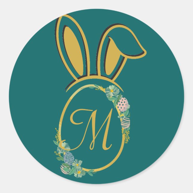 Einzigartiges Ostersonnenmonogramm Runder Aufkleber (Vorderseite)