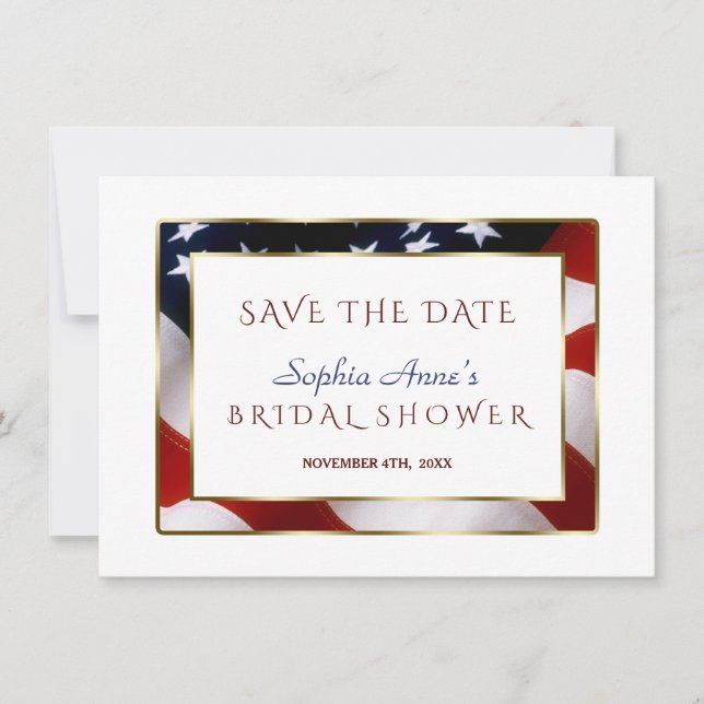 Einzigartiges Patriotic USA Flag Gold Save the Dat Date (Vorderseite)