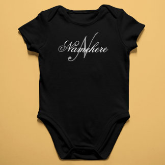 Einzigartiges Personalisiertes Schwarz-Weiß-Namens Baby Strampler