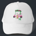 Einzigartiges Pink Golf Cart Clubs Monogram Truckerkappe<br><div class="desc">Ein charmanter, einzigartiger Golfwagen - pink und grün - geschmackvoll fertig - bereit, um den Platz zu laufen - hat - das ist ein großartiges Geschenk für alle Golfliebhaber - Spaß / attraktiv / einzigartig. Personalisieren Sie es mit Ihren Initialen/Monogramm. Wenn Sie Fragen zum Design oder eine spezielle Anfrage haben,...</div>