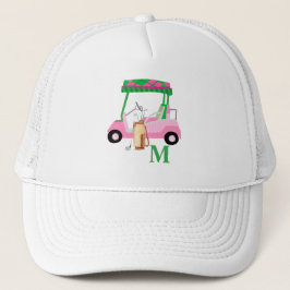 Einzigartiges Pink Golf Cart Clubs Monogram Truckerkappe