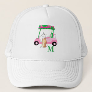 Einzigartiges Pink Golf Cart Clubs Monogram Truckerkappe