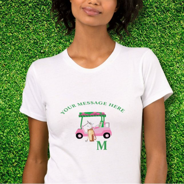 Einzigartiges Pink Golf Cart Monogram Bella+Leinwa T-Shirt (Von Creator hochgeladen)