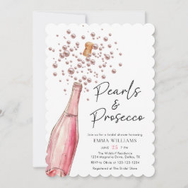 Einzigartiges Pink Pearls und Prosecco Brautparty Einladung