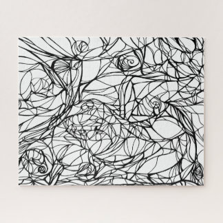 einzigartiges PUZZLE handgezeichnete Linienkunst,