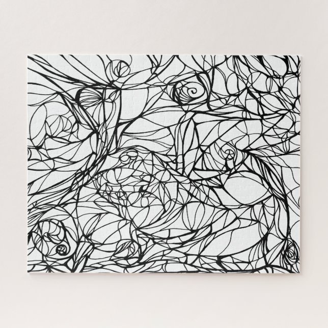 einzigartiges PUZZLE handgezeichnete Linienkunst,  (Horizontal)
