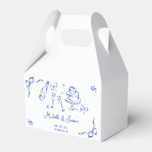 Einzigartiges Quirky Hand Drawn Blue French Bow Fo Geschenkschachtel