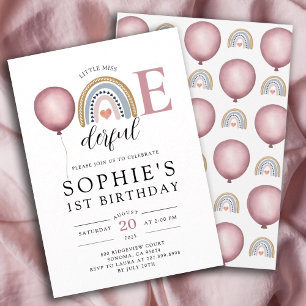 Einzigartiges Rainbow Girl's 1. Geburtstag Einladung