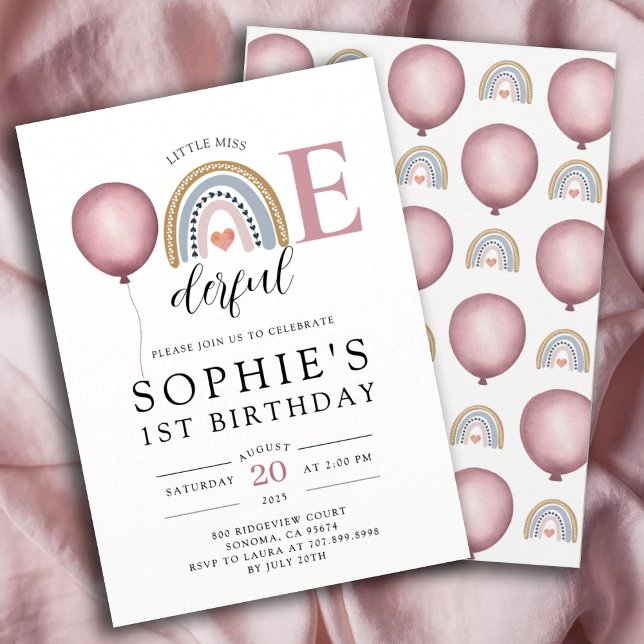 Einzigartiges Rainbow Girl's 1. Geburtstag Einladung (Von Creator hochgeladen)