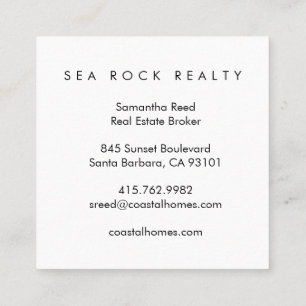 Einzigartiges Real Anwesen Agent Rocks Ocean Beach Quadratische Visitenkarte