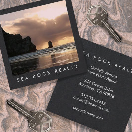 Einzigartiges Real Anwesen Agent Rocks Ocean Beach Quadratische Visitenkarte