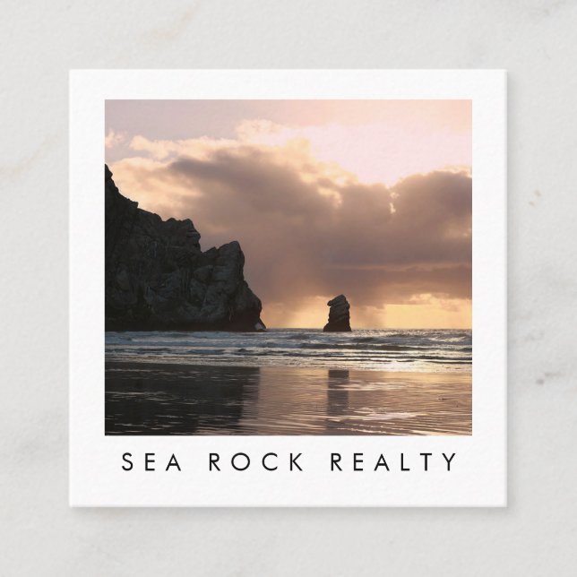 Einzigartiges Real Anwesen Agent Rocks Ocean Beach Quadratische Visitenkarte (Vorderseite)