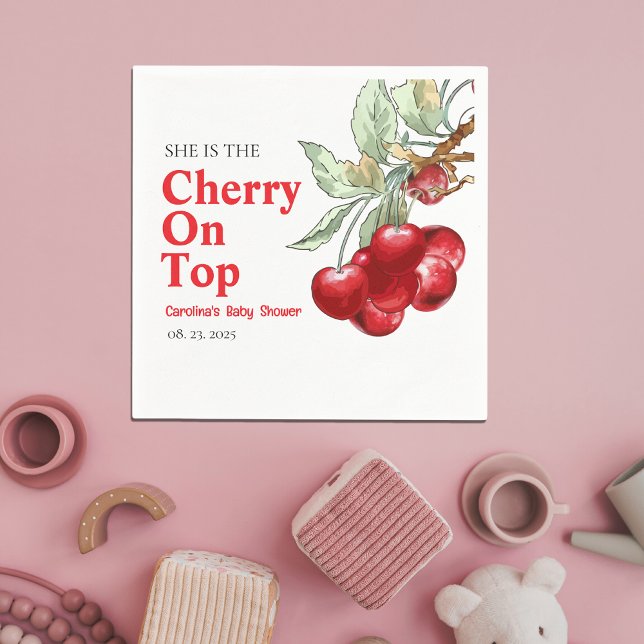 Einzigartiges Red Cherry mit Top Baby Dusche Serviette (Von Creator hochgeladen)