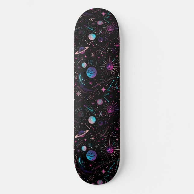 Einzigartiges Retro 80er Astrologie Design Skatebo Skateboard (Vorderseite)