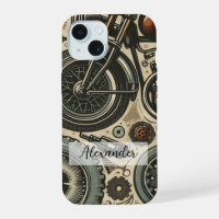 Einzigartiges Retro Motorrad mit Gears Phone Case