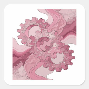 Einzigartiges rosa abstraktes Label-Design Quadratischer Aufkleber