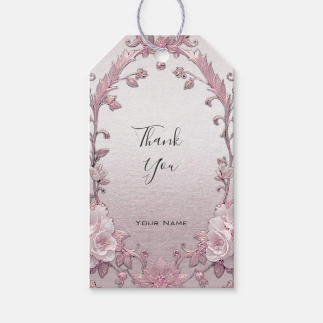 Einzigartiges rosa Blumengeschenk Tag Geschenkanhänger (Vorderseite)